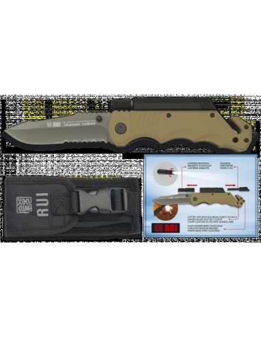 Navaja K25 coyote. pedernal y linterna