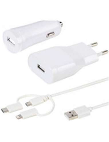 Kit Carga Cable y Cargador MicroUsb-UsbC