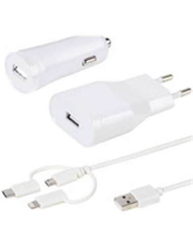 Kit Carga Cable y Cargador MicroUsb-UsbC
