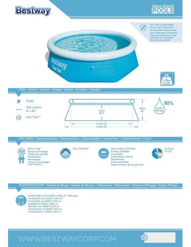 Piscina Redonda Aro Inflable 244 cms.