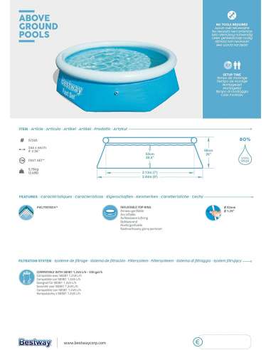 Piscina Redonda Aro Inflable 244 cms.