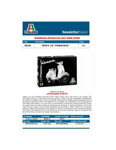 Maqueta Moto Vespa 125 Primavera 1/9