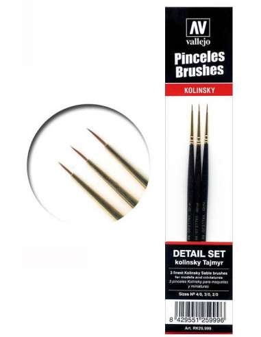 Set de Pinceles Kolinsky Nº4/0,3/0 y 2/0