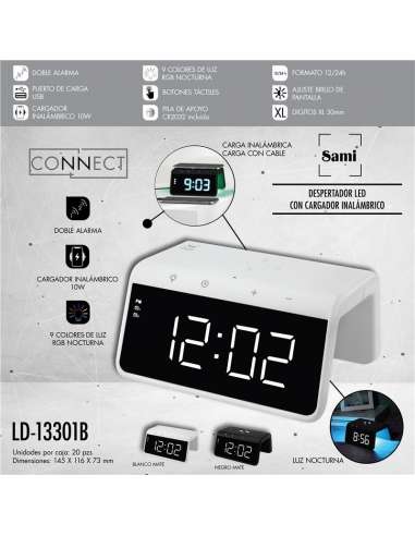 Despertador Sami Led Blco Cargad Inalám