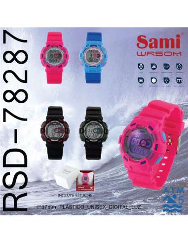 Reloj Sami Lcd Con Luz 7 Color