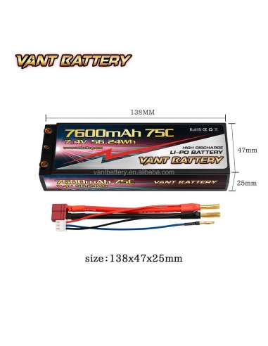 Bateria Lipo 7.4V 7600 Mah 75c