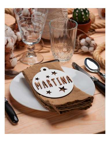 Bola Madera Color Blanco Personalizable