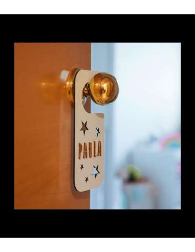 Placa Pomo Puerta Madera Estrella Letras Placa Pomo Puerta Madera Estrella Letras