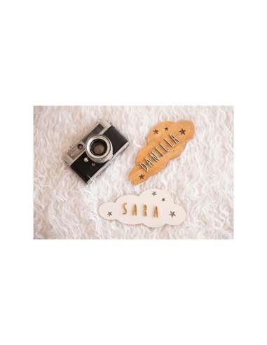 Placa Puerta Forma Nube Madera C/Letras Placa Puerta Forma Nube Madera C/Letras