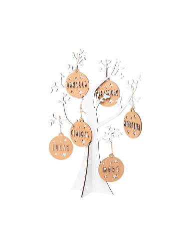 Arbol de Madera Blanco en Kit 6 Bolas Arbol de Madera Blanco en Kit 6 Bolas