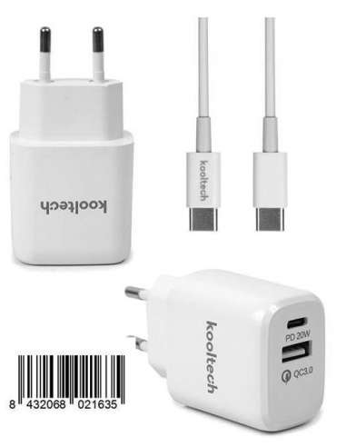 Cargador 220V C/Cable TipoC a Tipo C 20W