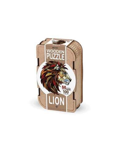 Puzzle Leon (M) 100 Piezas Caja de Mader