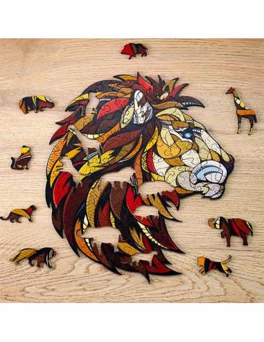 Puzzle Leon (M) 100 Piezas Caja de Mader