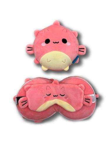 Almohada de Viaje Pez Globo Con Antifaz