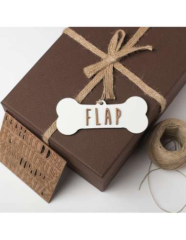 Kit 1 Hueso de 9 Cms. Color Blanco Letra