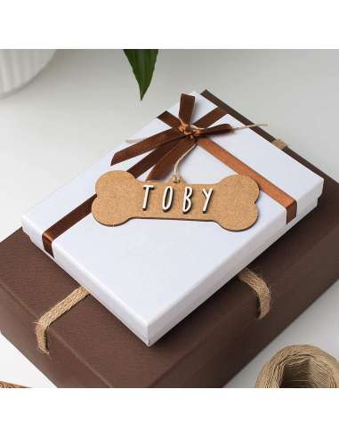 Kit 1 Hueso de 9 Cms. Color Madera Letra