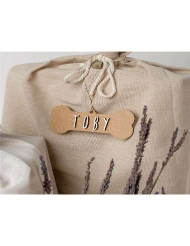 Kit 1 Hueso de 9 Cms. Color Madera Letra