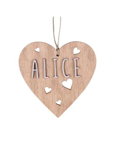 Corazon de 9 Cms. Color Madera Letras Bl