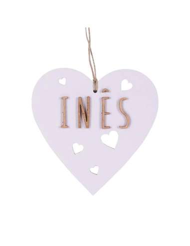 Corazon de 9 Cms. Color Blanco Letras Ma